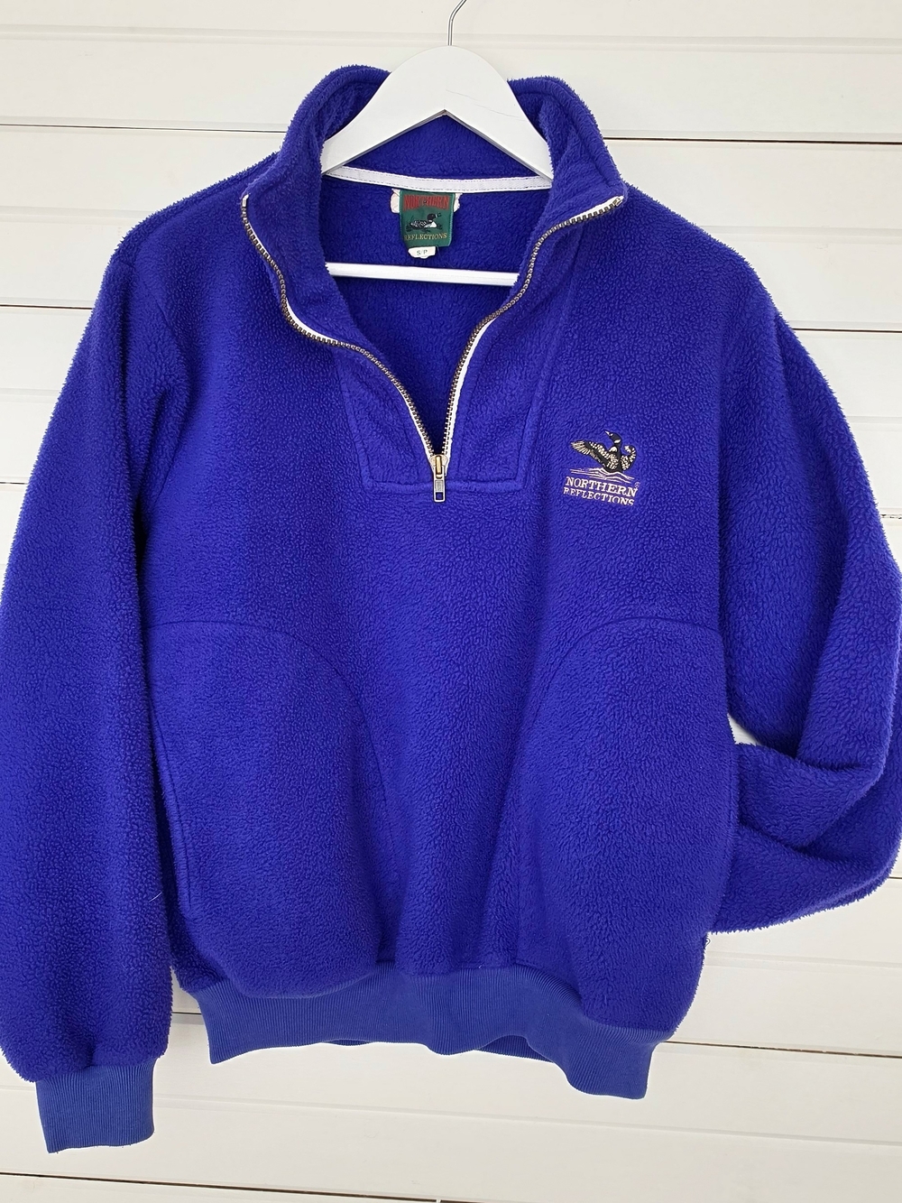 VTG 90s Northern Reflections Embroidered Loon Fleece Pullover Purple S